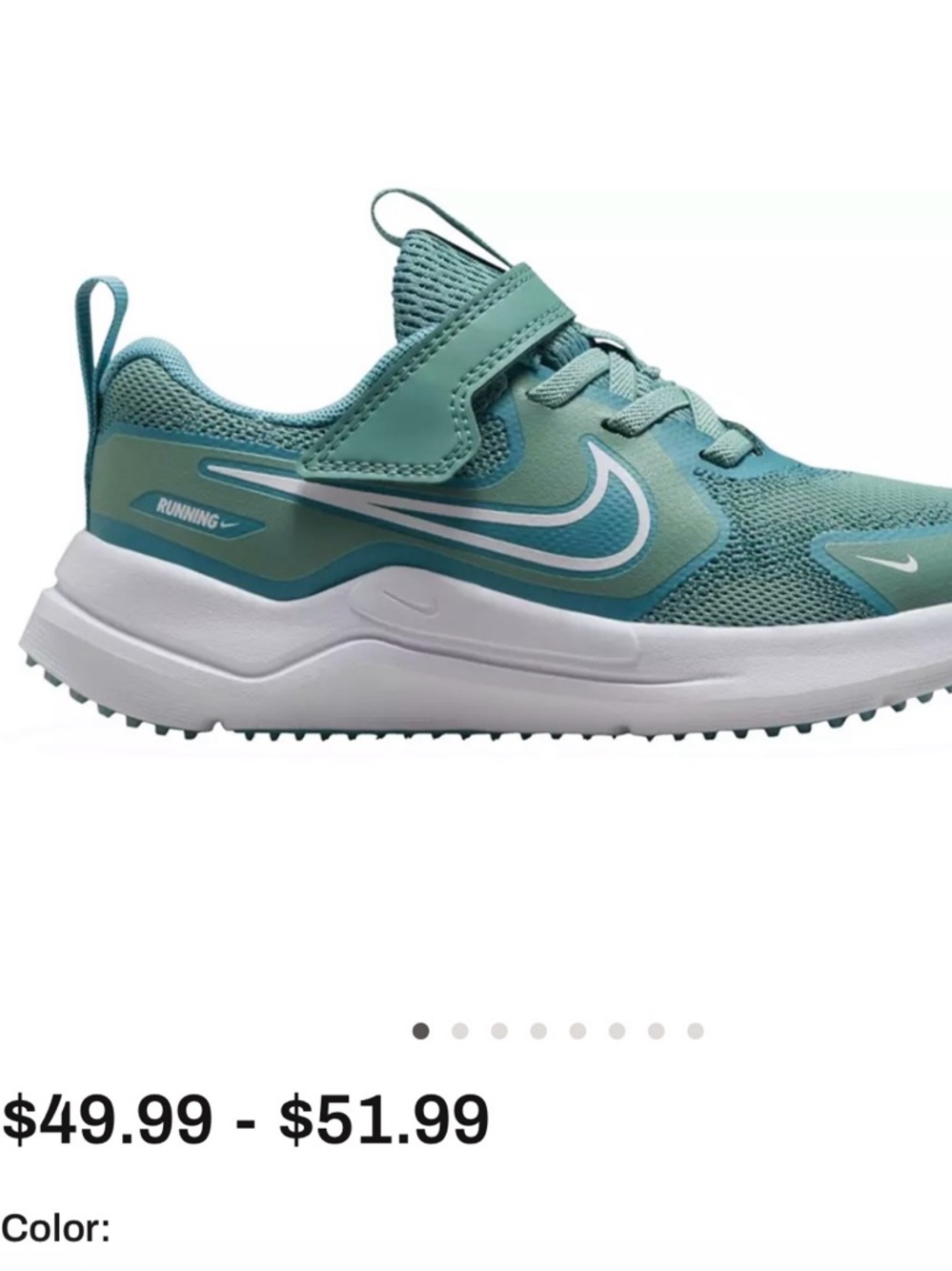 Nike Kids' Teal/Turquoise Hook-and-Loop Running Sneaker
